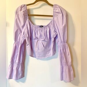 Freshman Lilac Purple Cropped Coquette Summer Long Sleeve Top- Size M